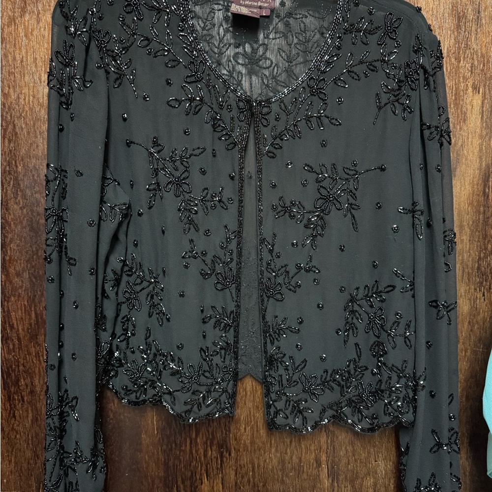 MARINA Black Floral Embroidered Jacket